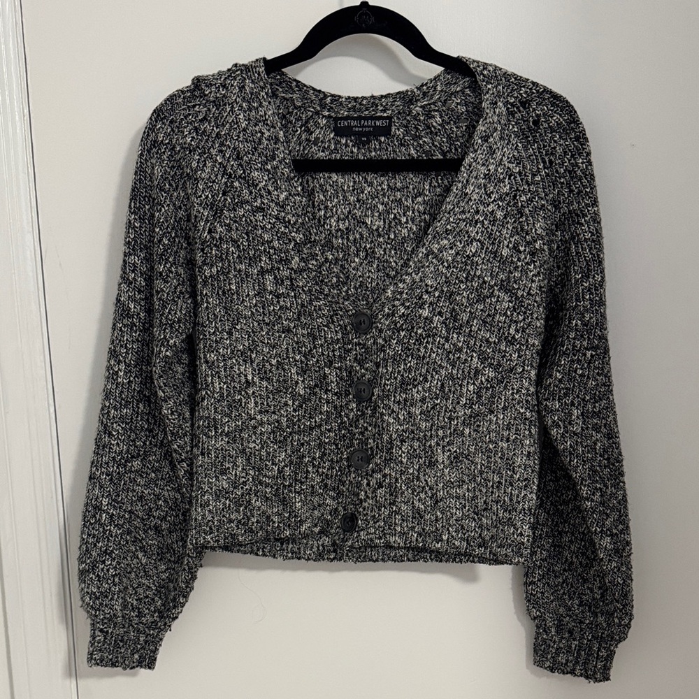 Central Park West Black and Gray Knit Cardigan